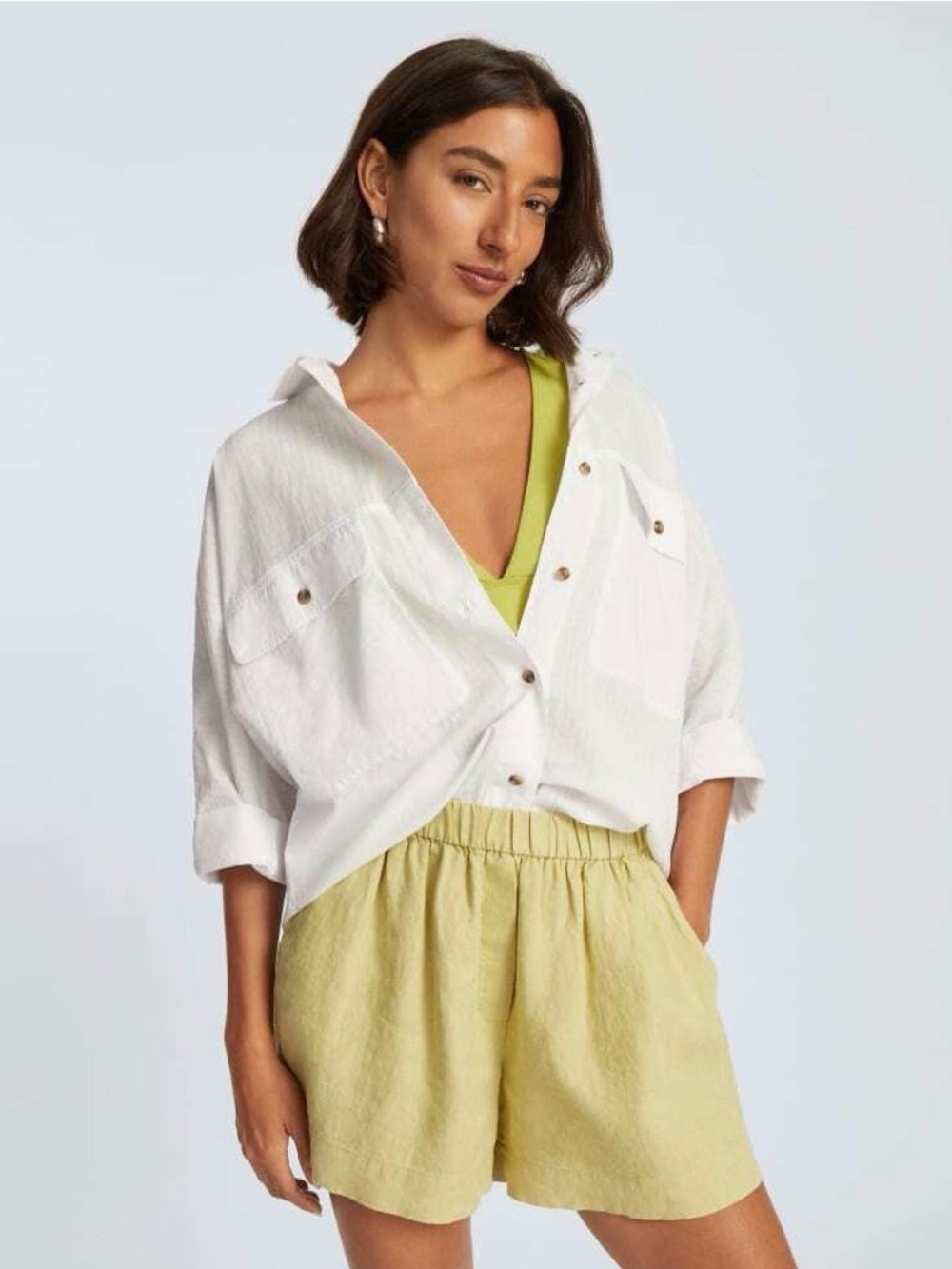 Everlane White Button-Up Women's Tourist Top Oversized Size XS